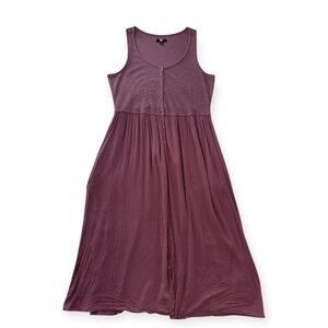 Frye Mauve Pink Button Front Midi Dress Womens Large Cottagecore Flowy Comfy